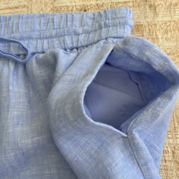 J.Crew Blue Wide Leg Seaside Linen Cropped Pant Trouser Size S - Picture 10 of 13